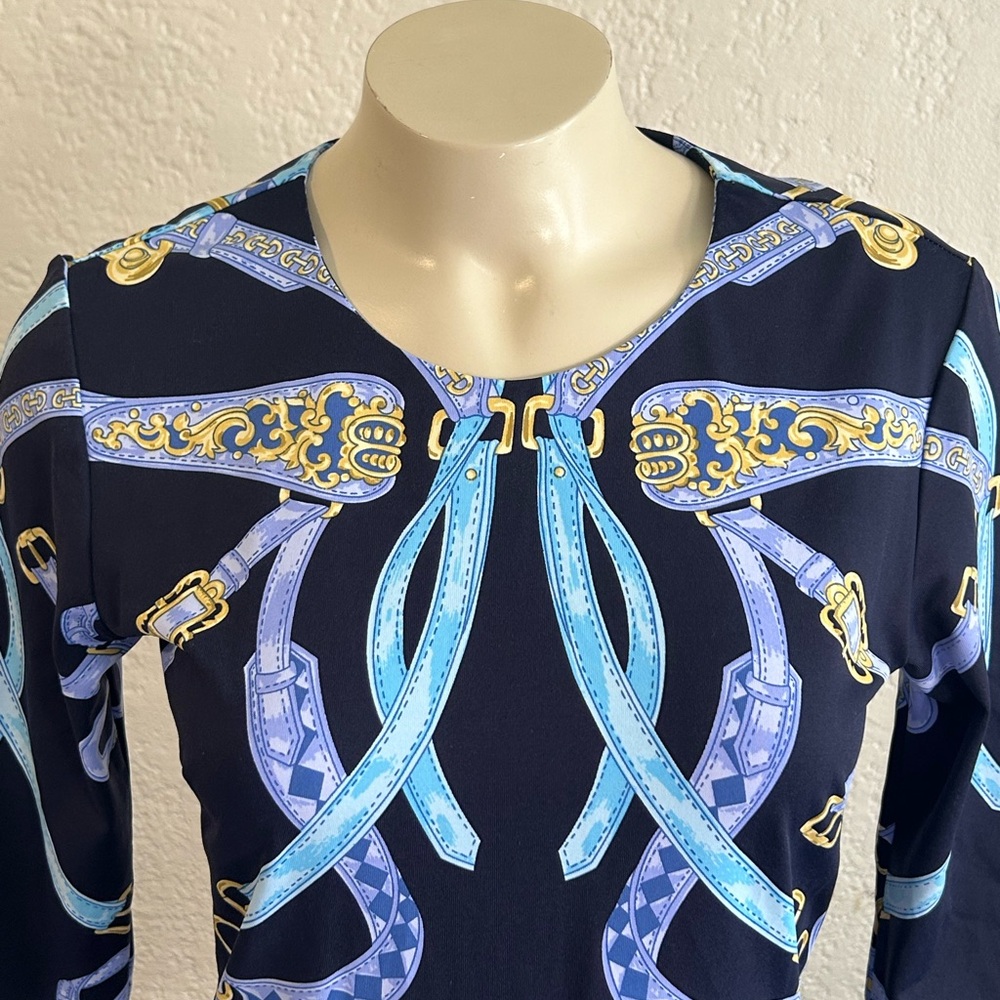 J. McLaughlin Catalina cloth navy equestrian sheath preppy dress XS - Picture 4 of 9